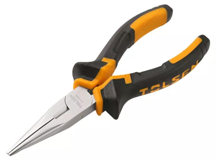 ALICATE DE PUNTA LARGA 8" -  ACERO AL CARBONO, ACABADO EN NIQUEL, MANGO PLASTICO BICOMPONENTE