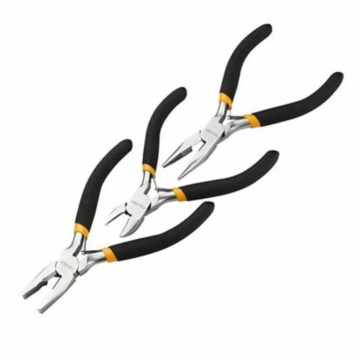 SET DE 3 MINI ALICATES  4,5" - MATERIAL ACERO FORJADO, ACABADO EN NIQUEL, MANGOS ERGONOMICOS