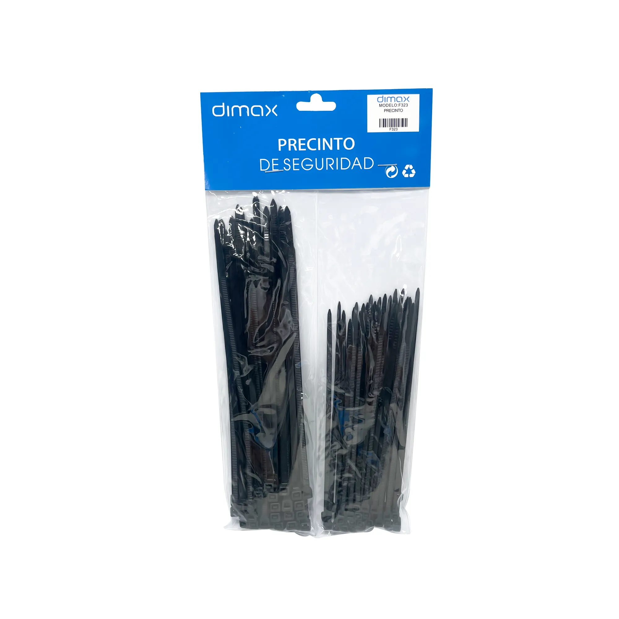 PACK DE PRECINTOS COLOR NEGRO, 50 PIEZAS DE 15CM / 50 PIEZAS DE 20CM, 100 UNIDADES POR BOLSA, MATERIAL: PLASTICO.