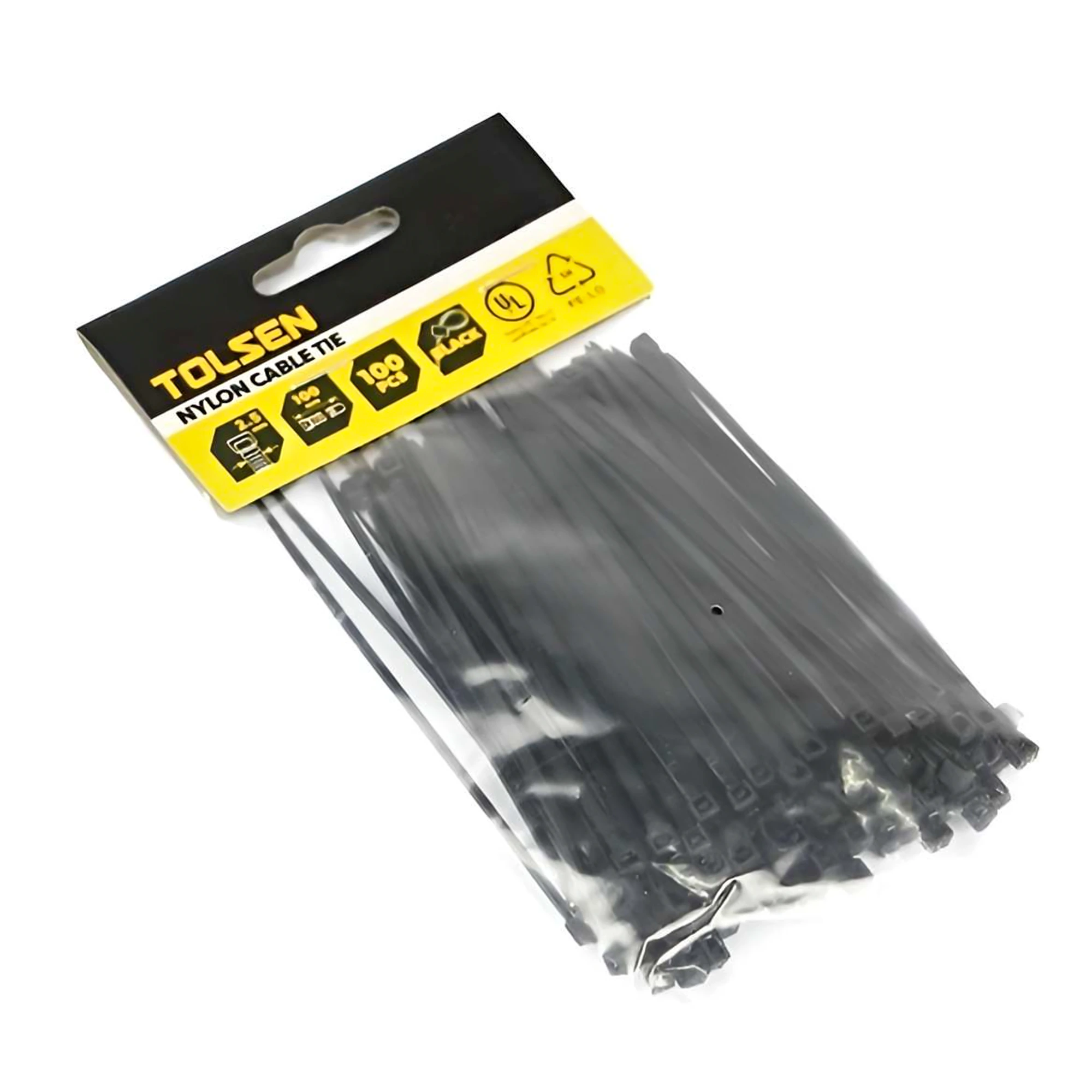 PRECINTOS DE SEGURIDAD NYLON COLOR NEGRO - TAMAÑO 2.5X100MM (10CM).  BOLSA DE 100 UNIDADES
