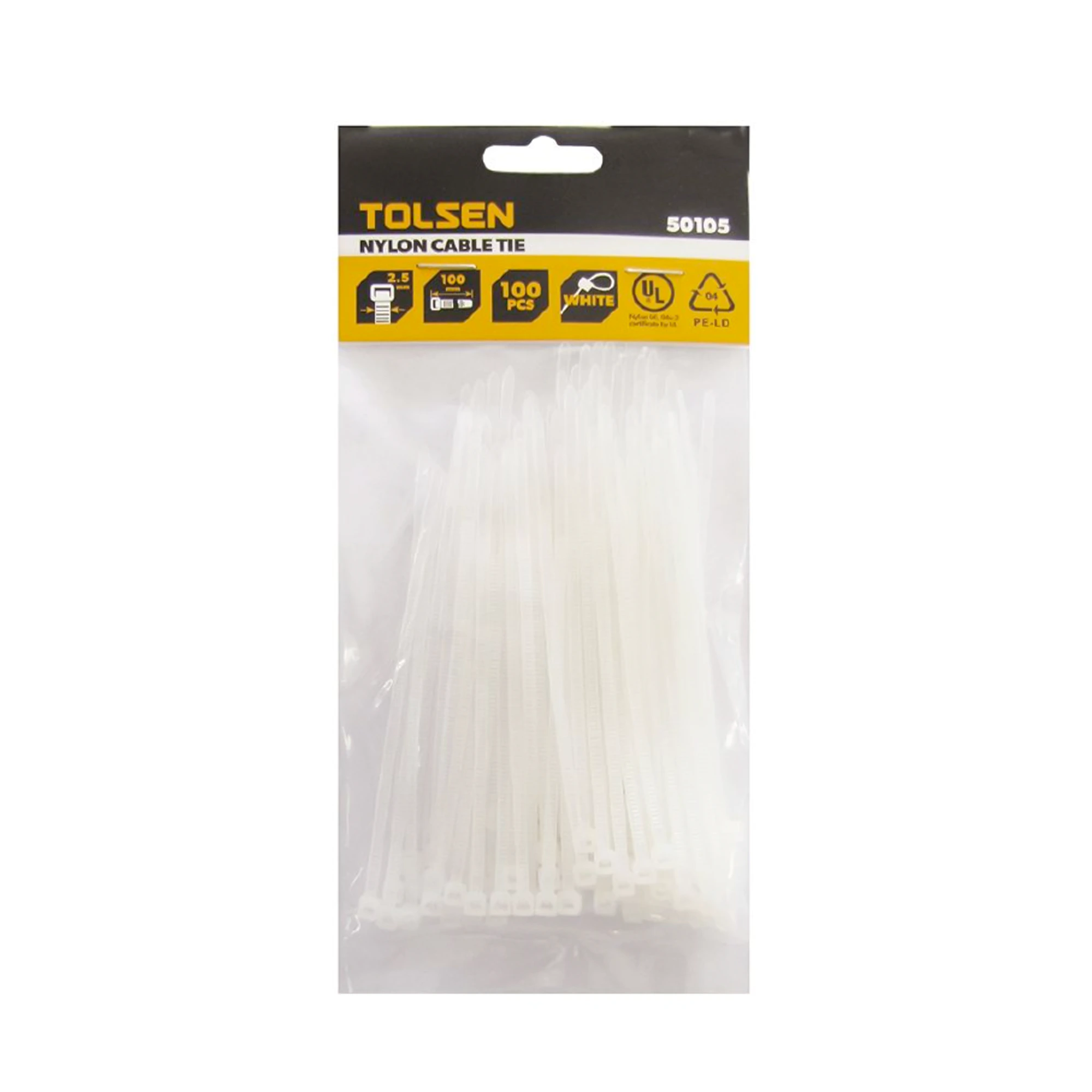 PRECINTOS DE SEGURIDAD NYLON COLOR BLANCO - TAMAÑO 2.5X100MM (10CM).  BOLSA DE 100 UNIDADES