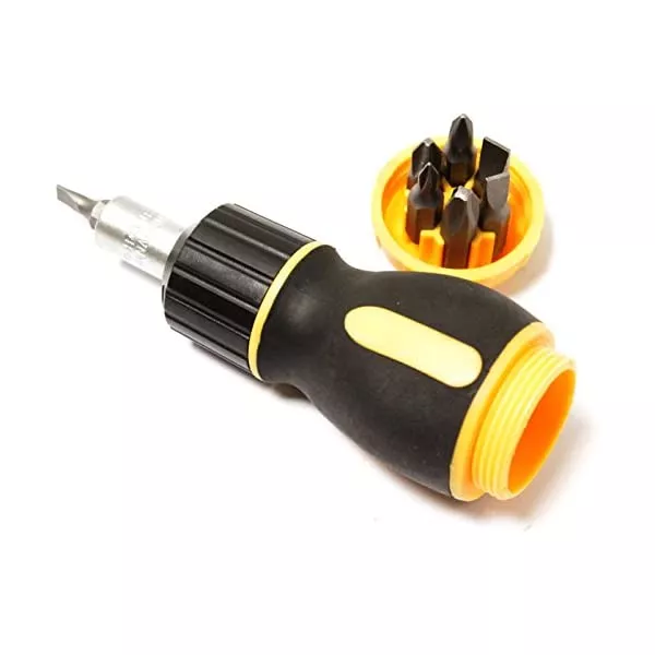 DESTORNILLADOR DE TRINQUETE 7 EN 1 - TAMAÑO: 4, 5, 6, PH0, PH1, PH2, PH3 MM, MATERIAL CRV
, MANGO DE PLASTICO.