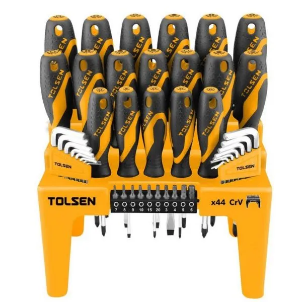 17 DESTRONILLADORES CR-V * 1 DESTORNILLADOR PARA TUERCAS * 7 PUNTAS CR-V * 16 LLAVES HEXAGONALES * PUNTAS MAGNETICAS CON ACABO NEGRO