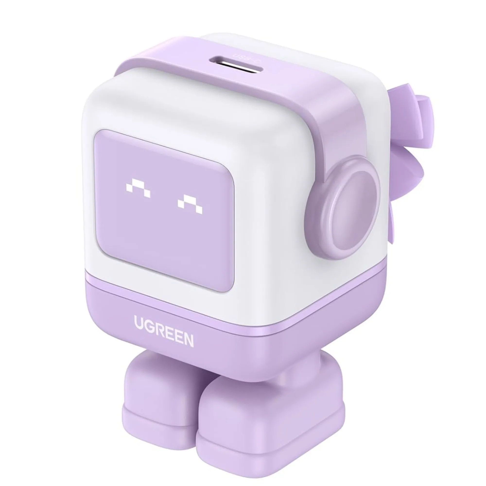 CARGADOR USB-C 30W NEXODE ROBOT GaN PURPURA**PANTALLA LED QUE MUESTRA DIFERENTES EXPRESIONES*PROTECCION ELECTRICA MULTIPLE