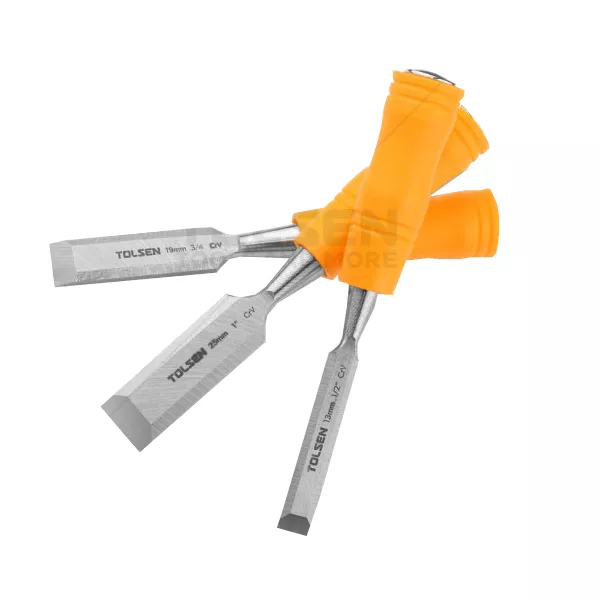 SET DE 3 UNID DE CINCEL - MEDIDAS: 1/2", 3/4", 1", MATERIAL CVR, MANGO DE PLASTICO