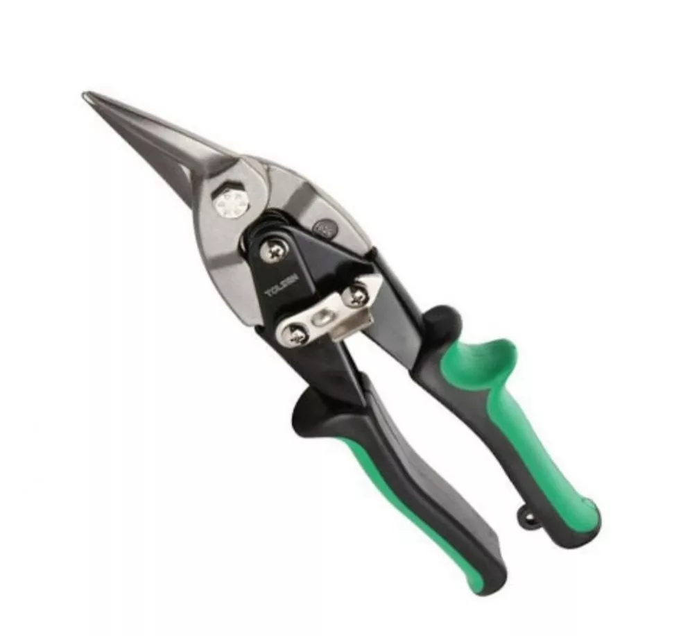 TIJERA DE AVIACION CORTE DERECHO - MEDIDA 250MM, 10", MANGO DE PLASTICO BICOMPONENTE. SIRVE PARA CORTAR LAMINAS DE ACERO AL CARBONO, INOX Y METALES NO FERROSO