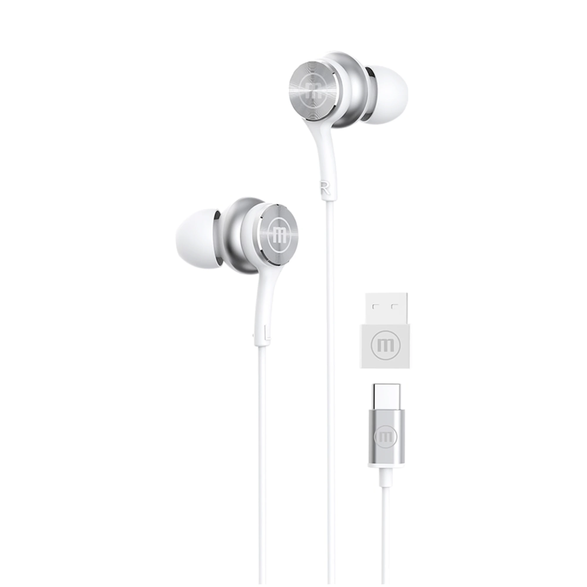 AURICULARES ESTEREO TIPO-C*INCLUYE ADAPTADOR A USB*MICROFONO MANOS LIBRES Y CONTROL MULTIMEDIA*COLOR BLANCO