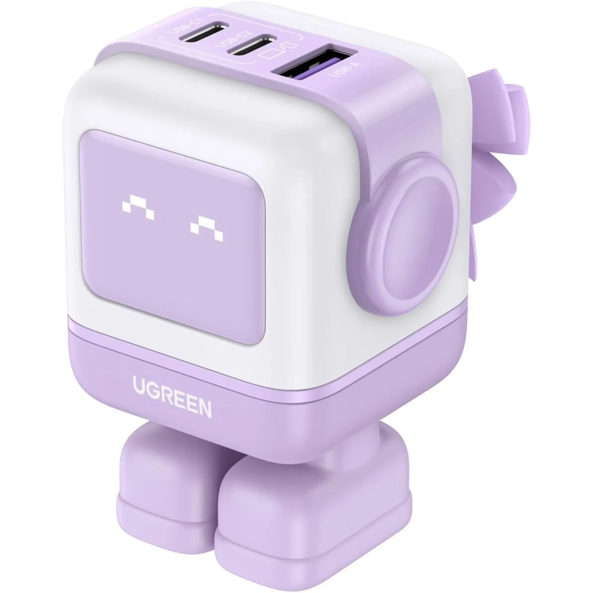CARGADOR ROBOT GaN 65W PURPURA*3 PUERTOS DE CARGA RAPIDA*2 USB-C*1 USB A*GaN II*PD3.0/QC4.0*CARGA INTELIGENTE