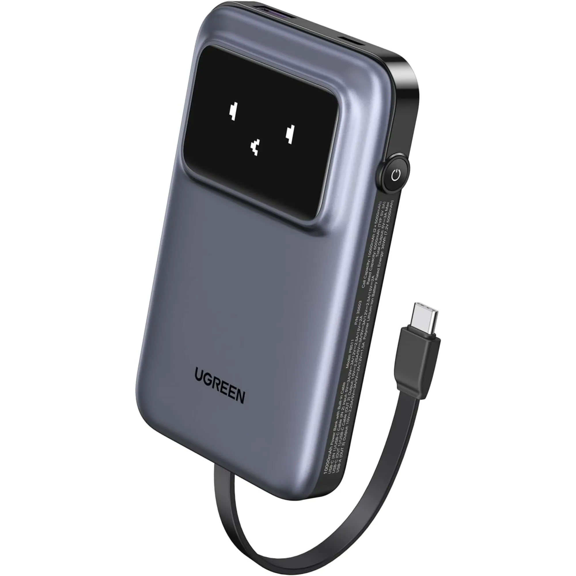 POWER BANK ROBOT 30W 10000mAh GRIS*DISPLAY DIGITAL CON EXPRESIONES*2xUSB-C/1xUSB A* SOPORTA SCP/QC3.0/PD3.0/PPS/FCP/APPLE 5V2.4A/SAMSUANG 5V2A/BC1.2