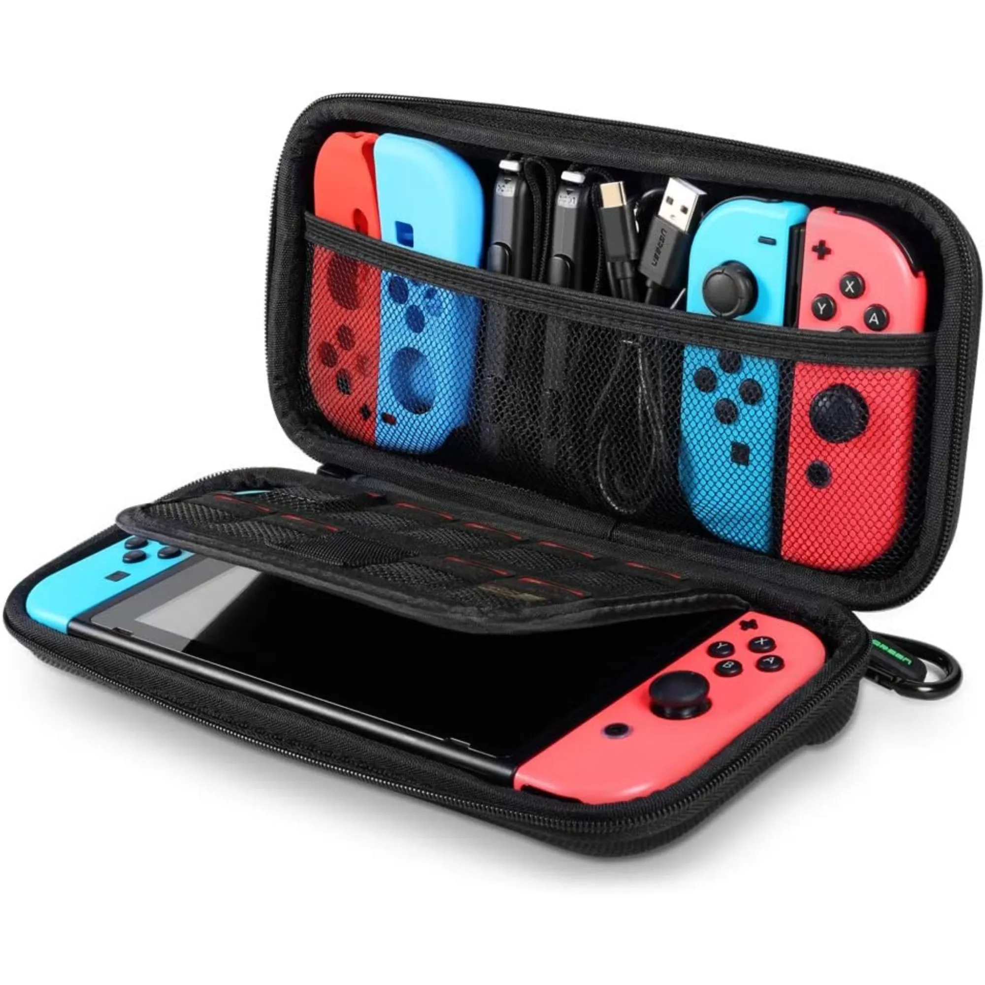 ESTUCHE UGREEN PARA NINTENDO SWITCH/LITE*TRANSPORTE RIGIDO, GRAN ALMACENAMIENTO BOLSILLO DE MALLA CON CREMALLERA*PORTATIL CON UN ASA COMODA Y UIN MOSQUETON