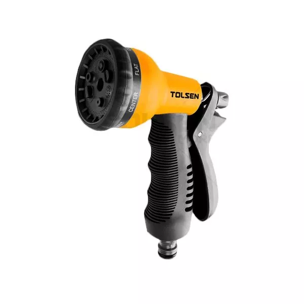 PISTOLA DE RIEGO PARA  MANGUERA CON 8 PATRONES DE RIEGO AJUSTABLE Y RESISTENTE  CON AGARRE COMODO.PLASTICO DURADERO.