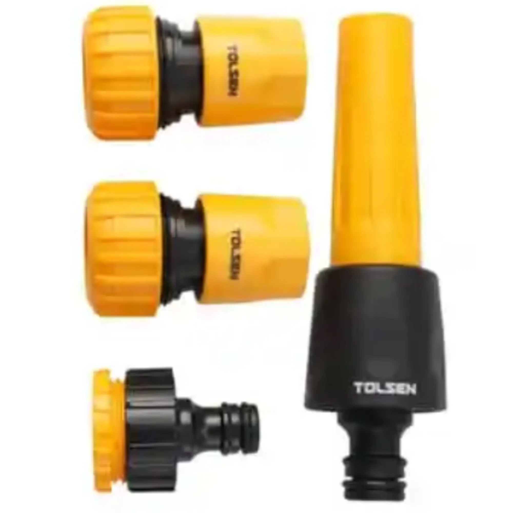 JUEGO DE CONECTORES DE MANGUERA 4 PIEZAS*CONECTOR, ADAPTADOR Y BOQUILLA PARA MANGUERAS DE 3/4 PULGADAS