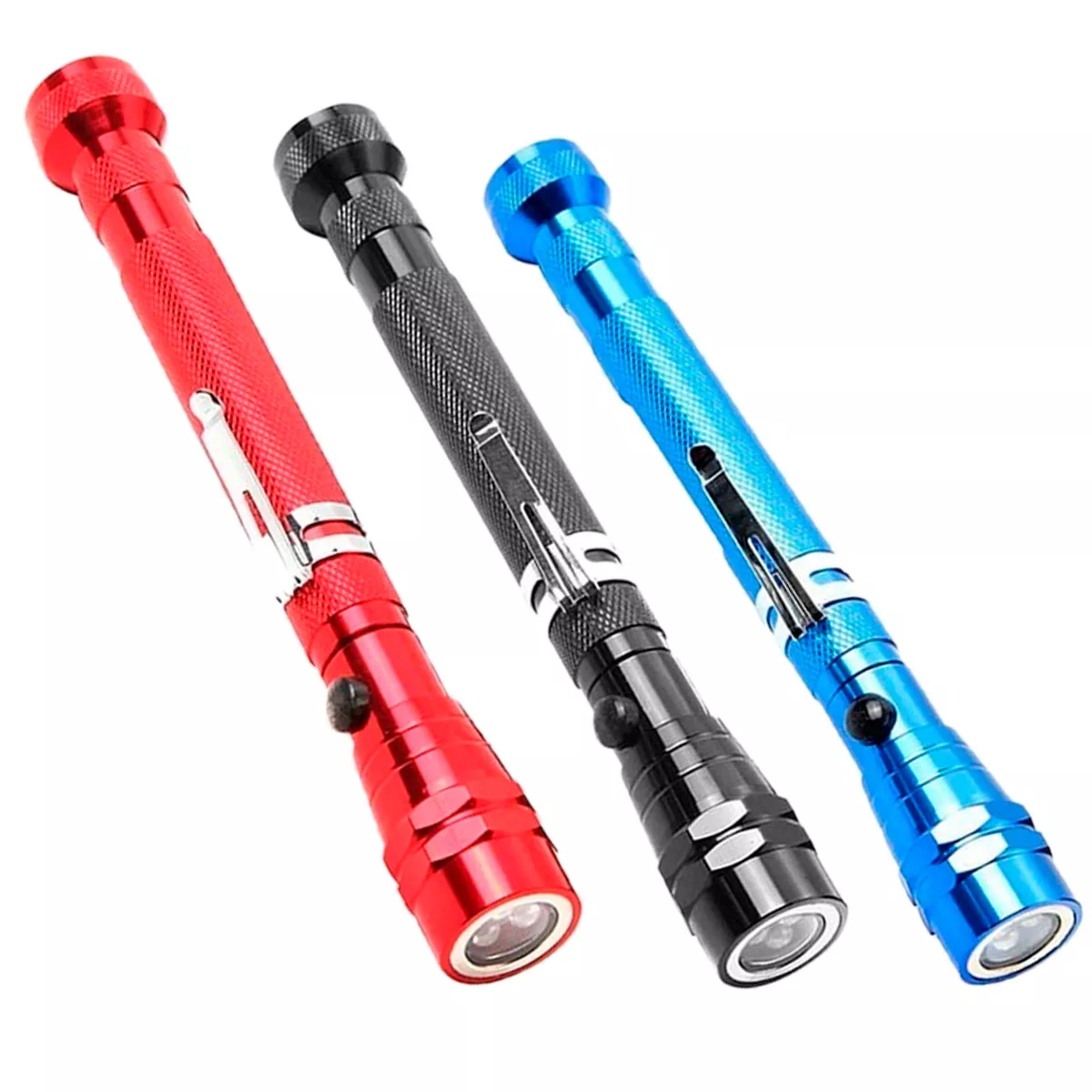 LINTERNA TELESCOPICA  3 LED - TIENE 2 IMANES ALOS EXTREMOS, CUELLO FLEXIBLE 17,5 A 57CM A BATERIA LR44
