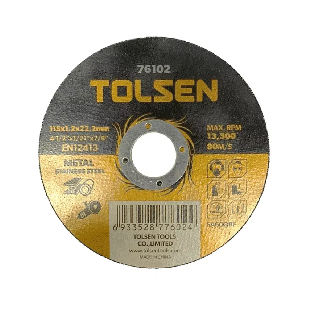 DISCO DE CORTE 4.5" (METAL Y ACERO INOXIDABLE) - MEDIDAS 115 x 1.2 x 22.2 MM  (4-1/2" x 1/21" x 7/8"), MAX.RPM 13,300