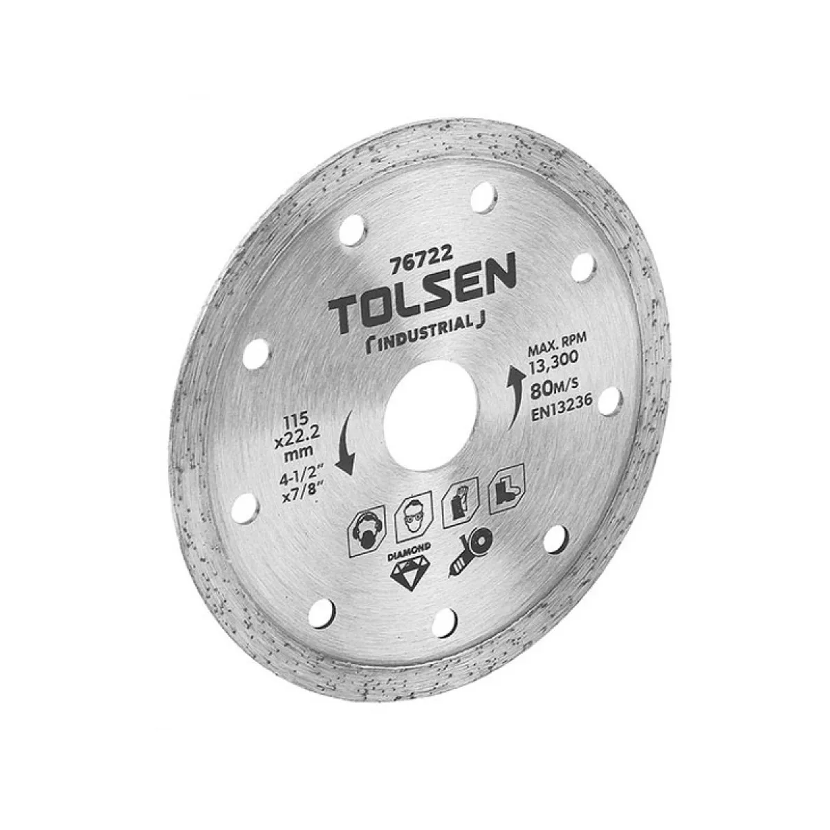 DISCO DE CORTE DIAMANTADO 4-1/2" - MEDIDAS 115x 22.2 MM (4-1/2" x 7/8"). EL DISCO TIENE UN ESPESOR DE 7,5MM