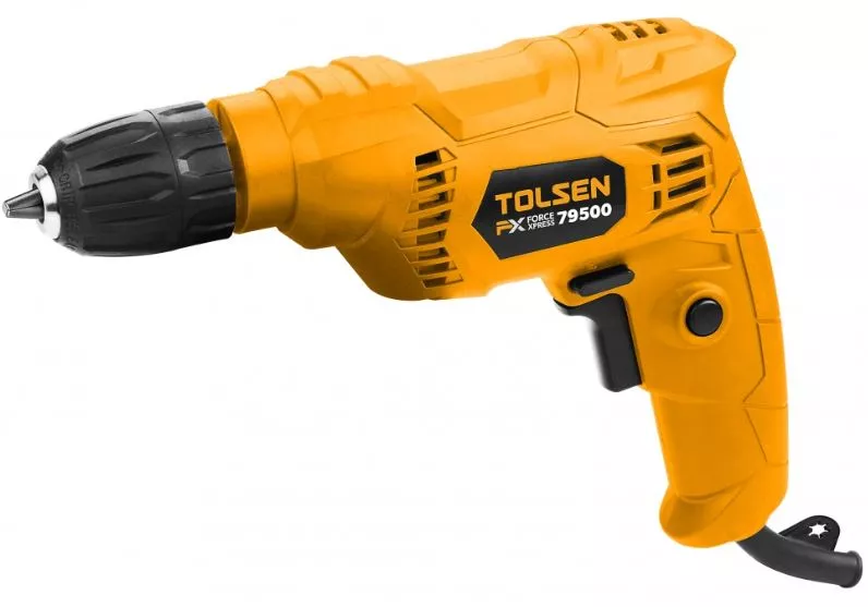 TALADRO ELÉCTRICO POTENCIA 400W - VOLTAJE  NOMINAL 230V, FRECUENCIA 50HZ, VELOCIDAD SIN CARGA 0-3800RPM, MAX. MADERA 20MM - MAX ACERO 10MM.