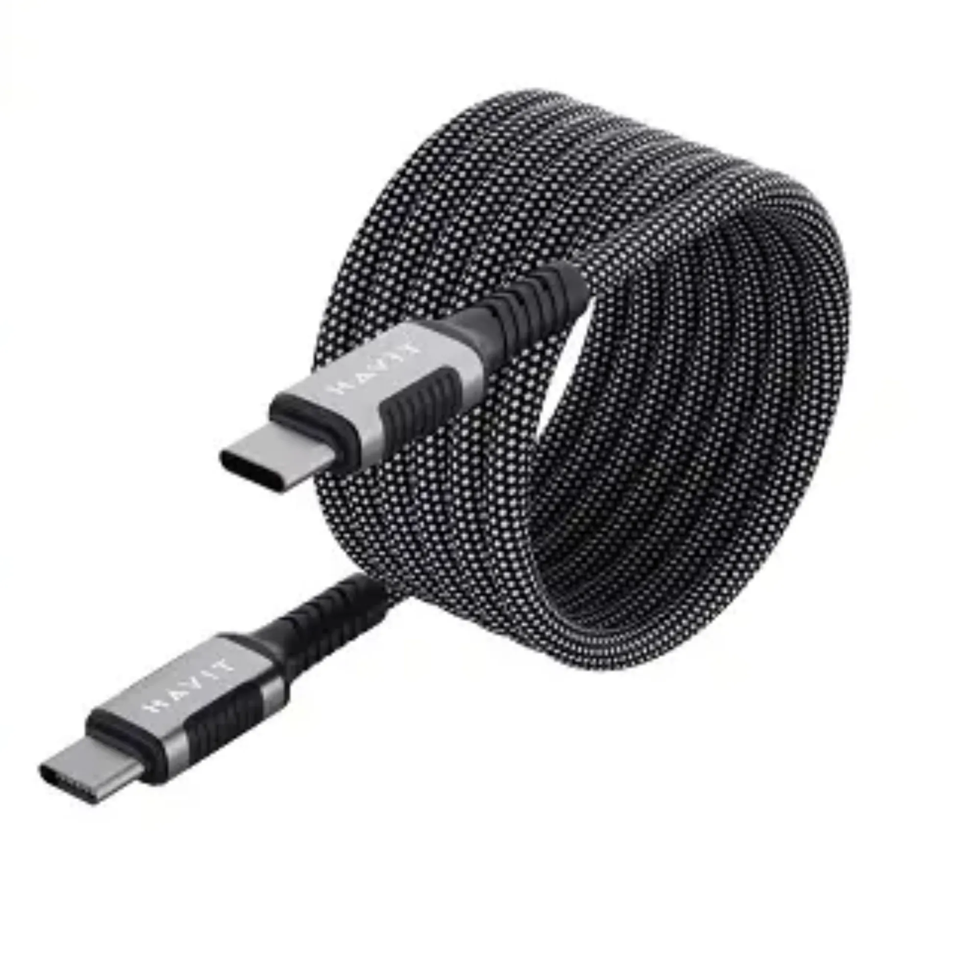 CABLE MAGNETICO USB TIPO-C A USB TIPO-C*20V/3A*PD60W*LONGITUD 1MT*CARGA Y TRANSFERENCIA DE DATOS*COLOR NEGRO*NO SE ENREDA