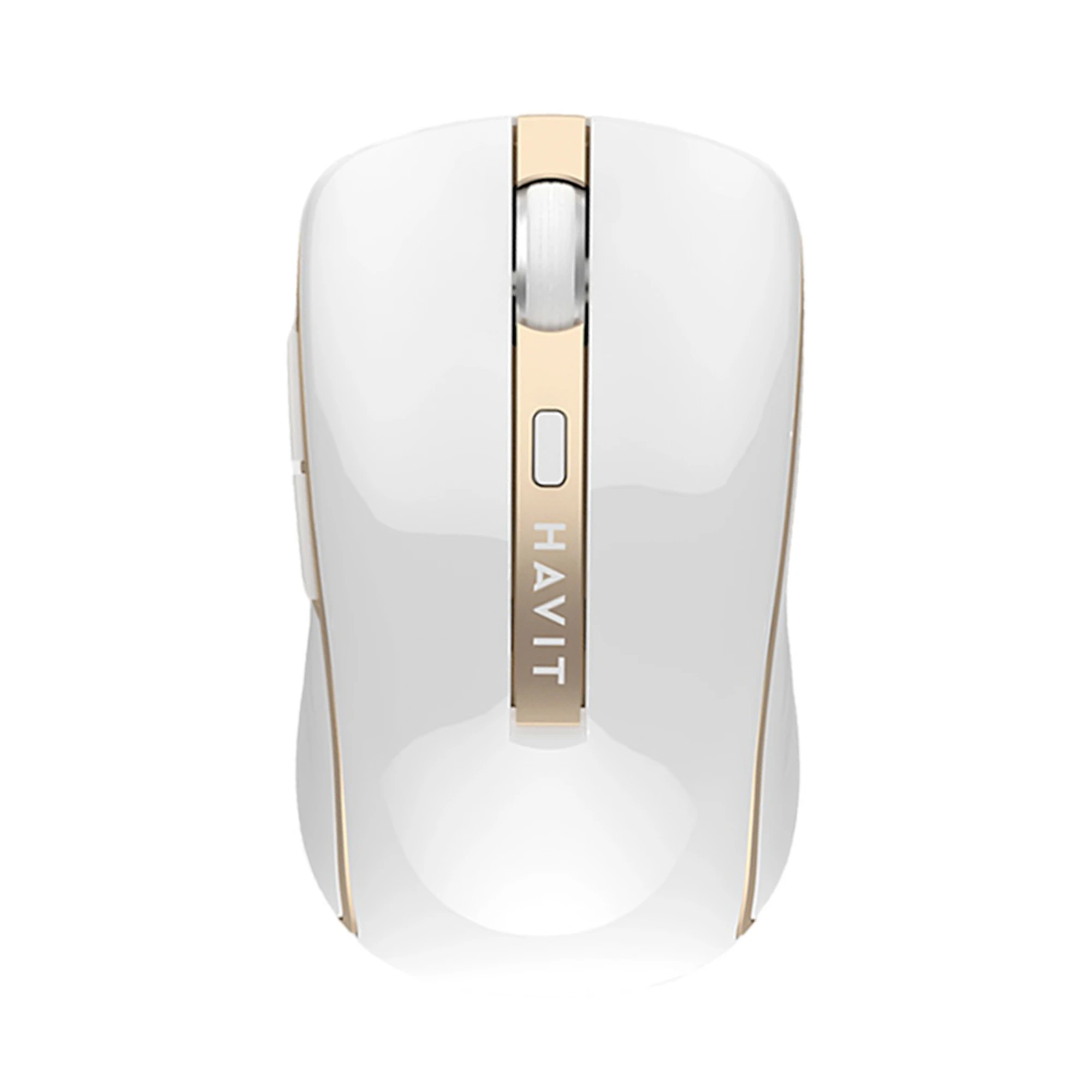 MOUSE INALAMBRICO BLANCO-DORADO*2.4GHz*ALCANCE 10MTS SIN OBSTACULOS*6 BOTONES*800/1200/1600DPI*1 BATERIA AA NO INCLUIDA