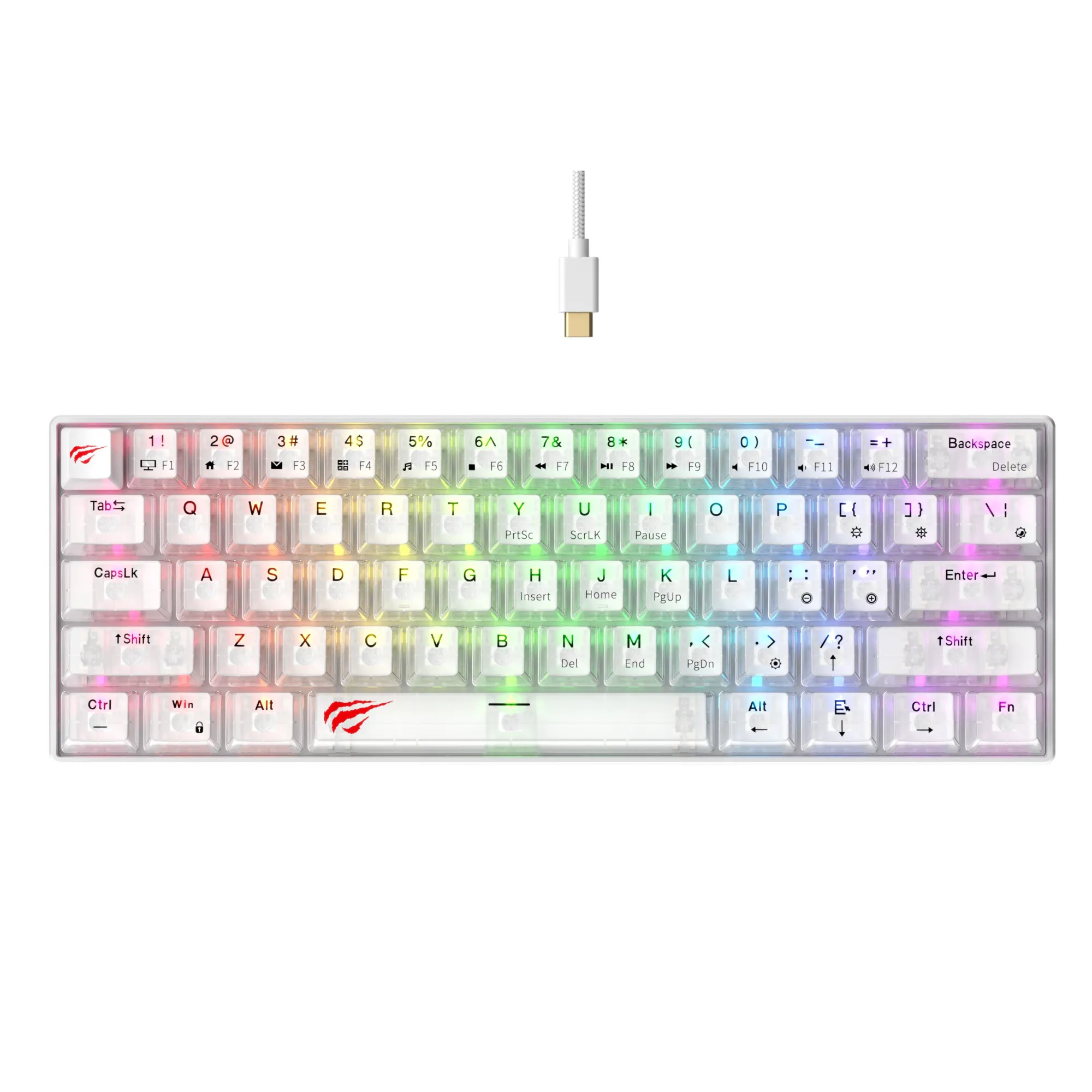 TECLADO MECANICO RGB TRANSPARENTE*DISEÑO ULTRA COMPACTO*61 TECLAS MECANICAS SWITCH RED*ANTI-GHOSTING*CABLE DESMONTABLE USB-C