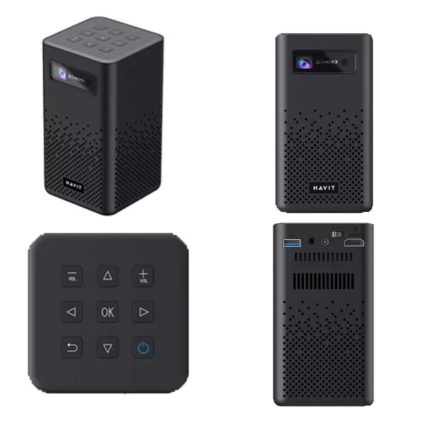 MINI PROYECTOR PORTATIL HD DLP*LIGERO Y PORTATIL CON BATERIA INTEGRADA*SISTEMA ANDROID TV 9.0*SOPORTA PELICULAS 3D*DOBLE BANDA 2.4GHz/5GHz*CORRECCION DE IMAGEN