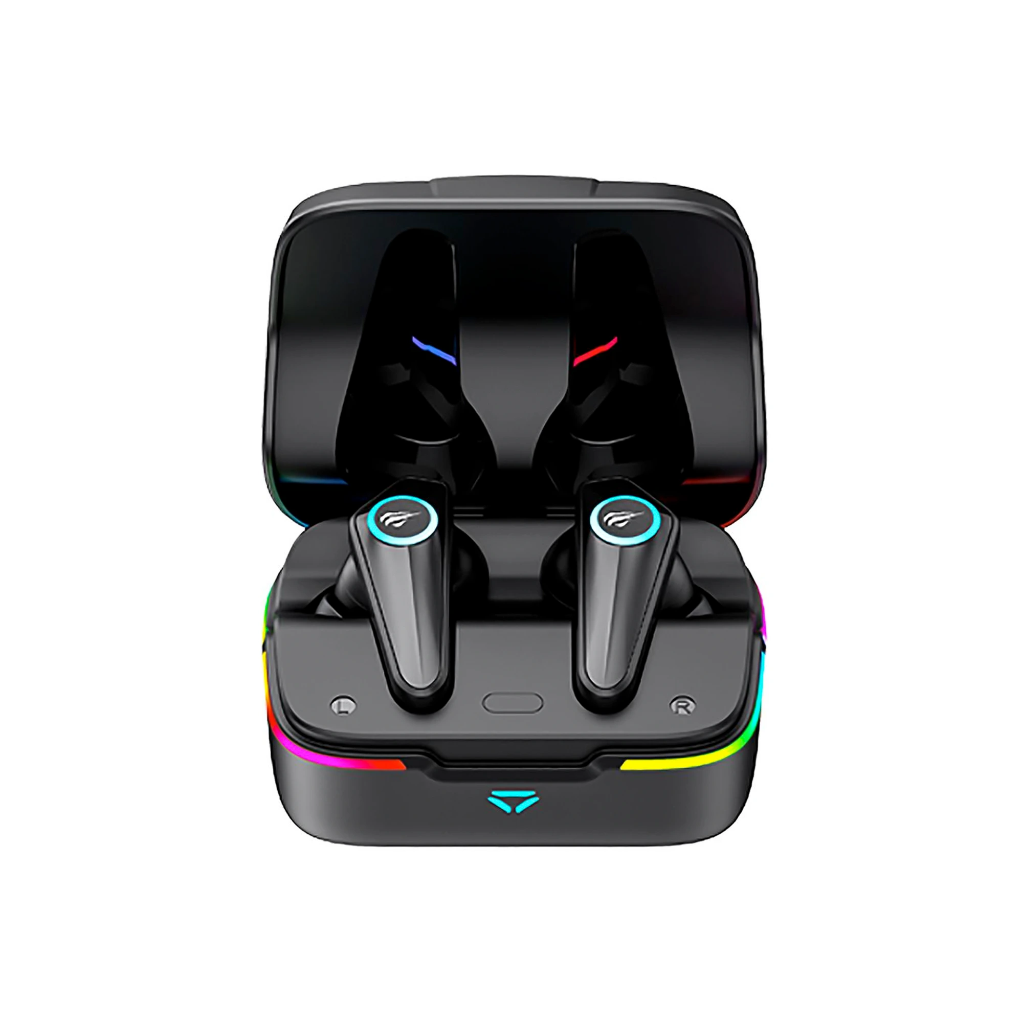 AURICULARES GAMING RGB NEGRO*TRUE WIRELESS*MODOS:MUSICA/JUEGOS*SONIDO SURROUND*60ms BAJA LATENCIA*CONTROLES TOUCH*BT V5.0* ENC MIC*2C CARGA RAPIDA*5HRS DE BAT