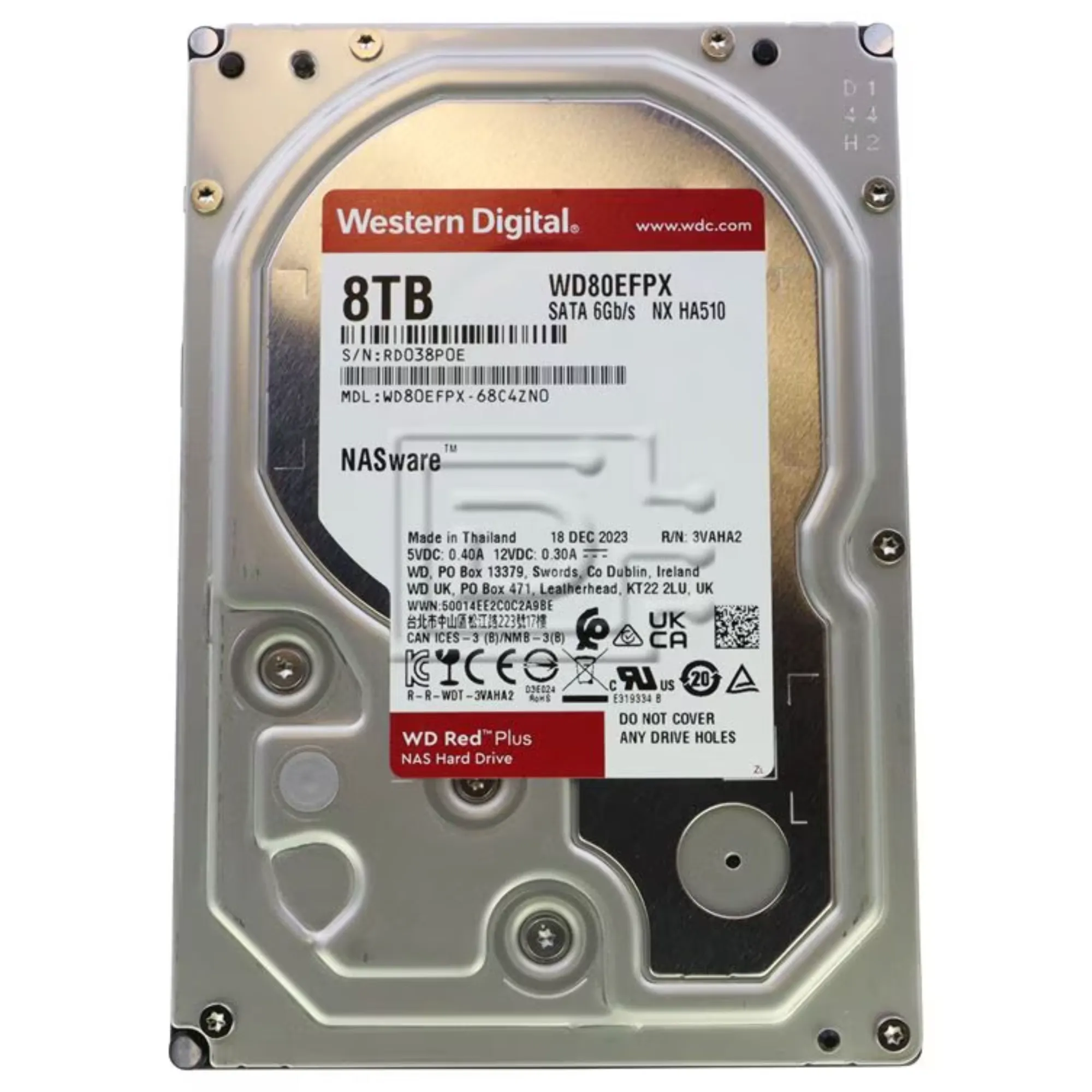 DISCO DURO RED PLUS 8TB 3.5"*RECOMENDADO PARA SISTEMAS NAS*SATA*5640RPM/CACHE 256MB*OPTIMIZADOS PARA RAID CON HASTA 8 BAHIAS